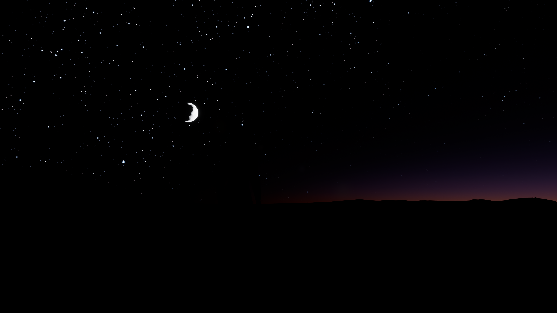 A crescent moon above a planetary horizon in Ashes of the Unbound